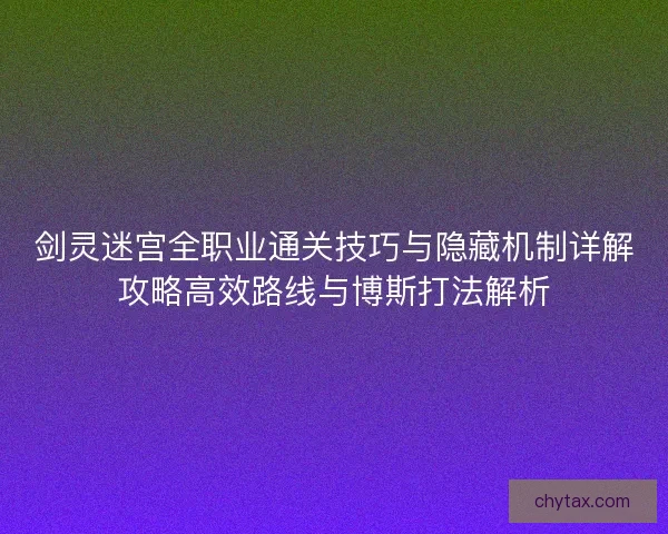 剑灵迷宫全职业通关技巧与隐藏机制详解攻略高效路线与博斯打法解析