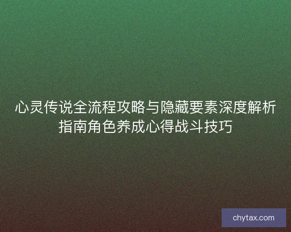 心灵传说全流程攻略与隐藏要素深度解析指南角色养成心得战斗技巧