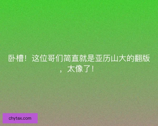 卧槽！这位哥们简直就是亚历山大的翻版，太像了！